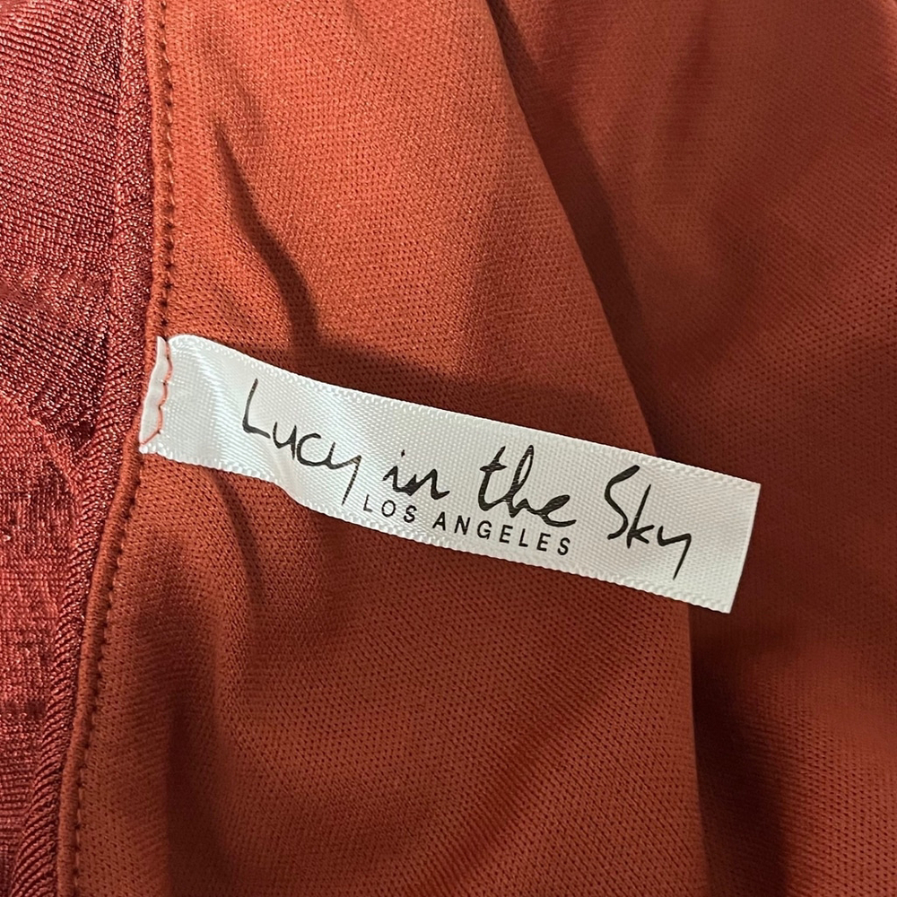 Lucy In the Sky Rust Orange One Shoulder Dress Size Medium - Picture 8 of 10